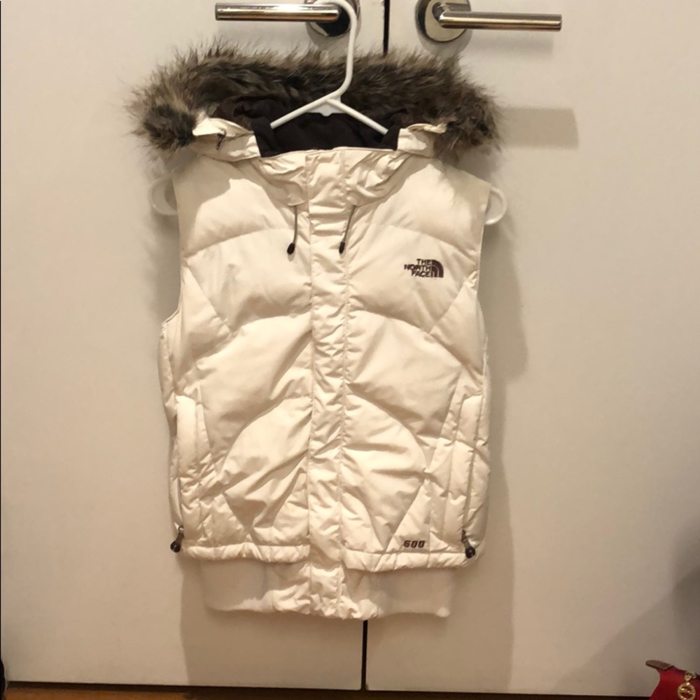 North Face Puffer Vest removable Faux Fur on hood